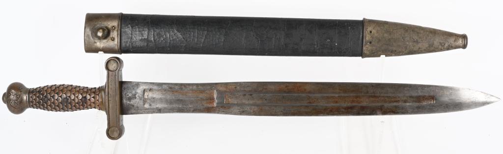 N.P. AMES MODEL 1832 FOOT ARTILLERY SWORD 1841: Nice original Model 1832 N.P. Ames Foot Artillery Sword and scabbard. Sword is marked at ricasso with Eagle and N.P. Ames Springfield on one side and United States 1841 WS on the other. W.S. stands fo
