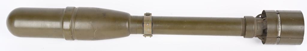 WWII US ARMY BAZOOKA M6A3C ROCKET INERT WW2: Original WWII inert M6A3C rocket for the U.S. WWII 2.36 inch Bazooka. The 2.36" rocket consists of a head, a stabilizer tube, and tail. The head of the practice rocket is totally inert and complies wi