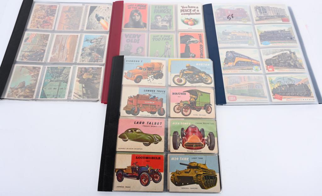 (161 ) ASSORTED NON SPORTS CARDS PRE 1970: Includes (58) 1955 Rails & Sails , ( (46) Topps Fright cards, (14) Humble Oil Great Moments in American History 1969, (43) 1954 World of Wheels. Most very good to exc.