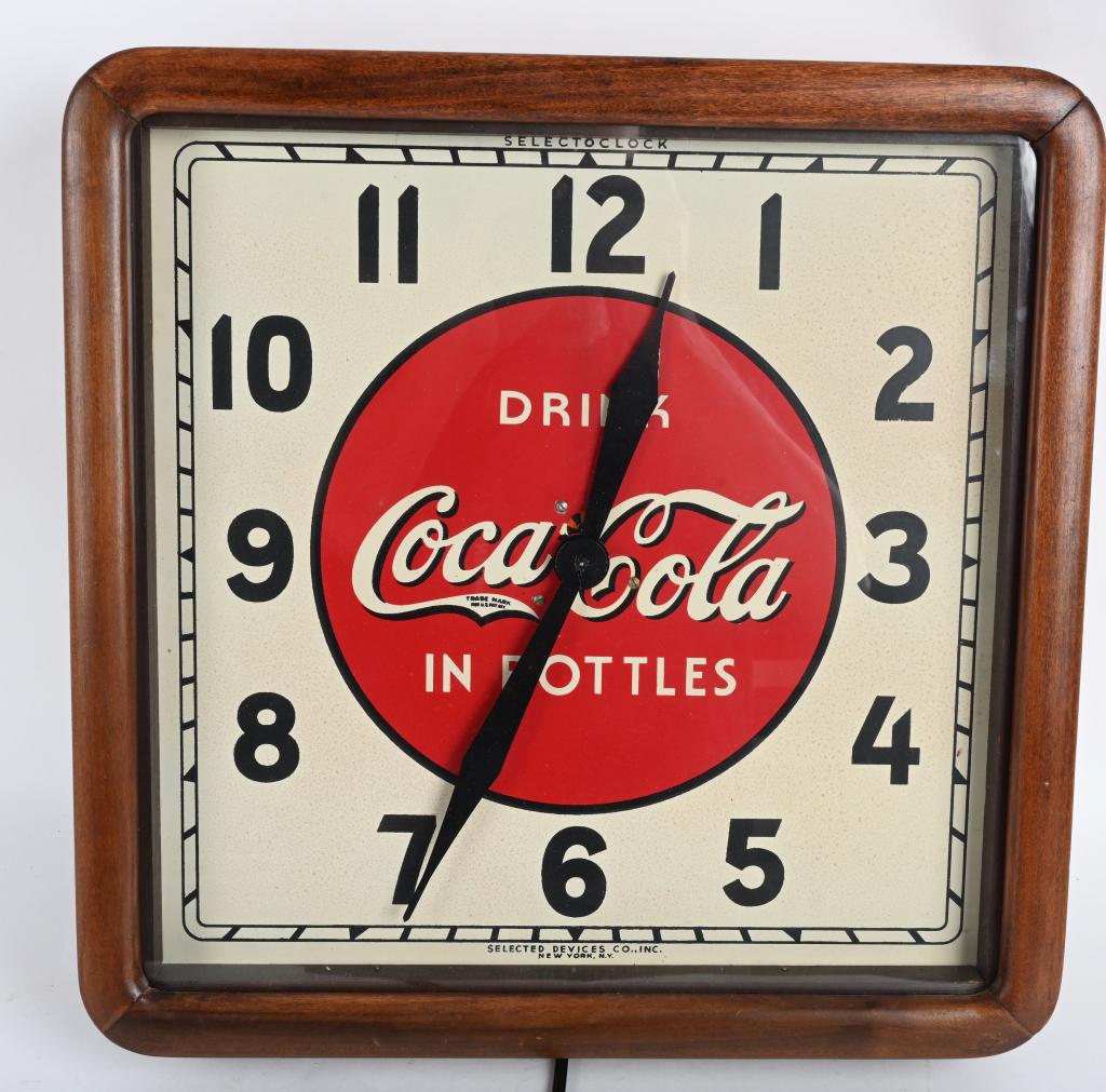 COCA COLA SELECTED DEVICES CLOCK: Nice Coca Cola Selected Devices Clock. Nice original condition. Worked when tested. 16" Excellent