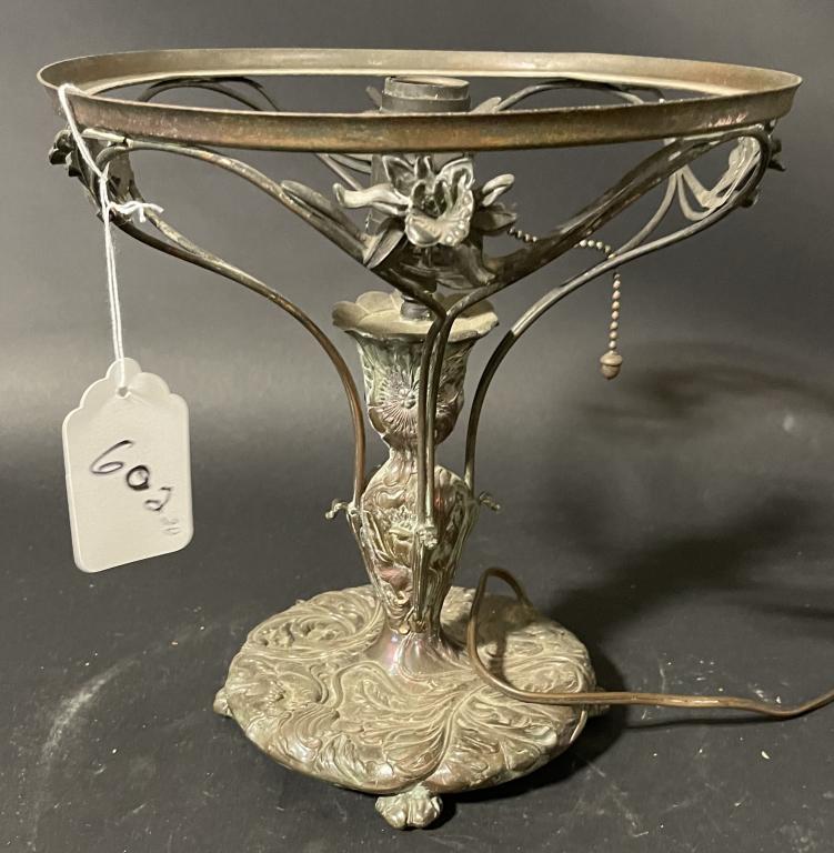 SIGNED PAIRPOINT FLOWER POT LAMP BASE: Signed Pairpoint Flower Pot Lamp Base. Base has overall Poppy design. Nice original finish. Signed Pairpoint 3011 on bottom. 10" Ring. 10 1/2" Tall. Excellent