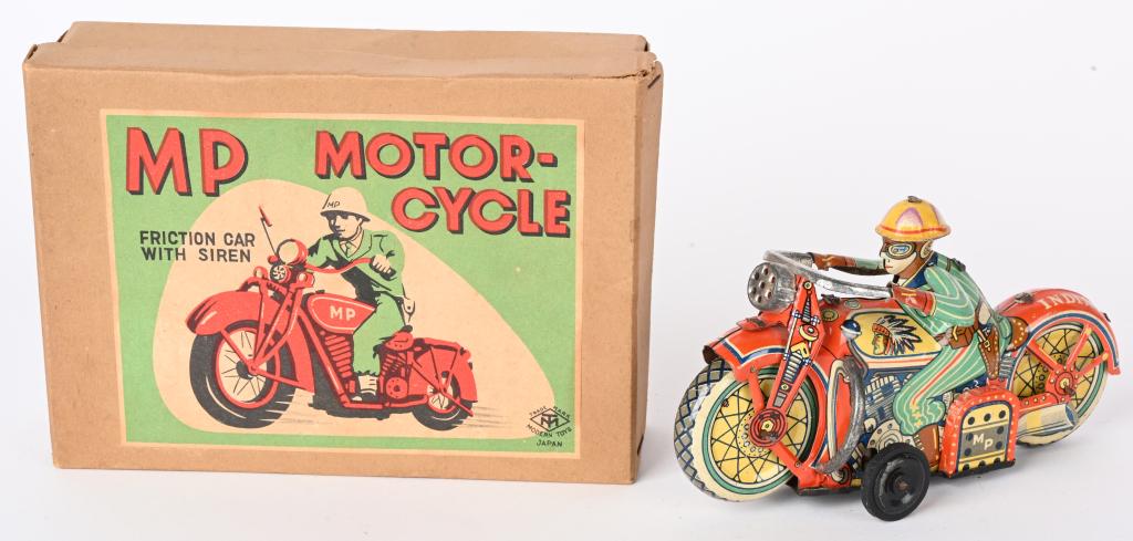 JAPAN TIN FRICTION MP INDIAN MOTORCYCLE w/ BOX (1 of 7)
