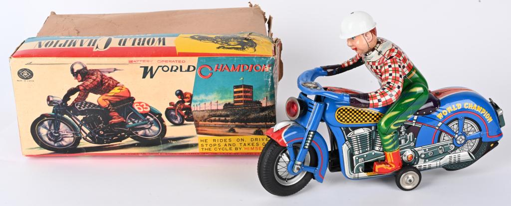 JAPAN BATTERY OP WORLD CHAMPION MOTORCYCLE w/ BOX (1 of 10)