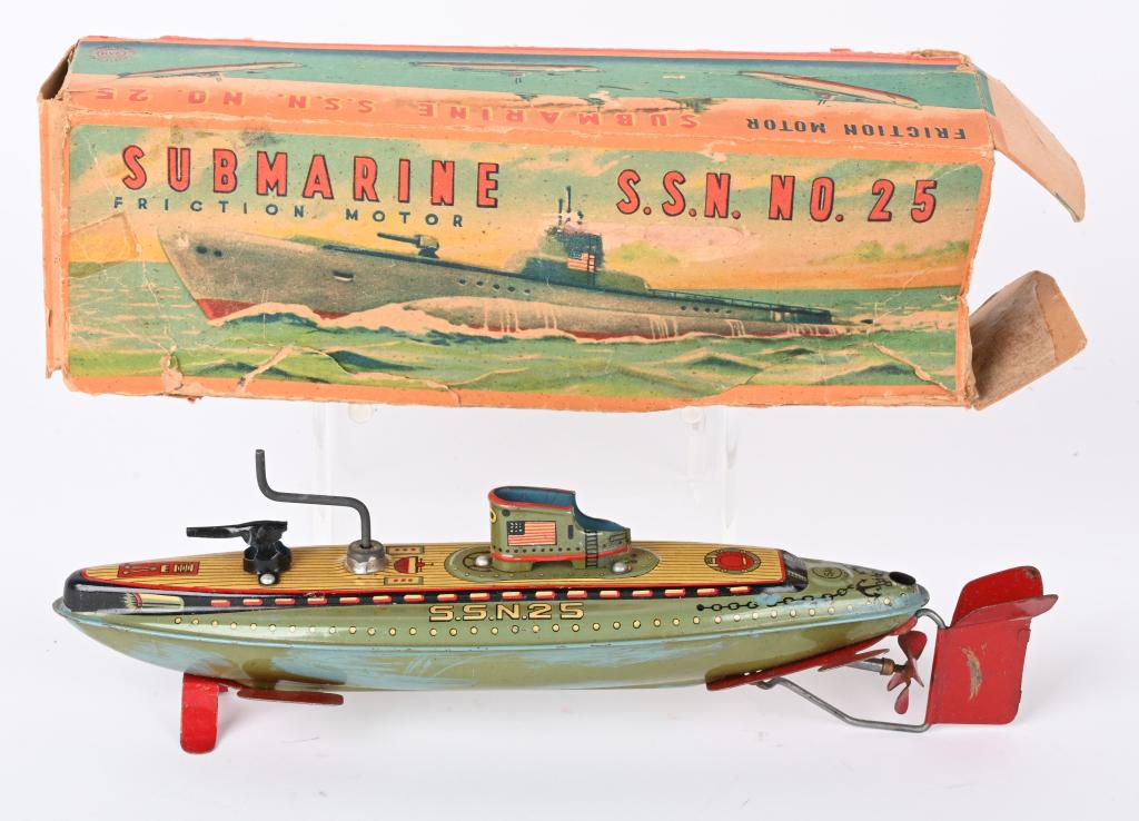MARUSAN TIN WINDUP SUBMARINE SSN No25 w/ BOX (1 of 7)