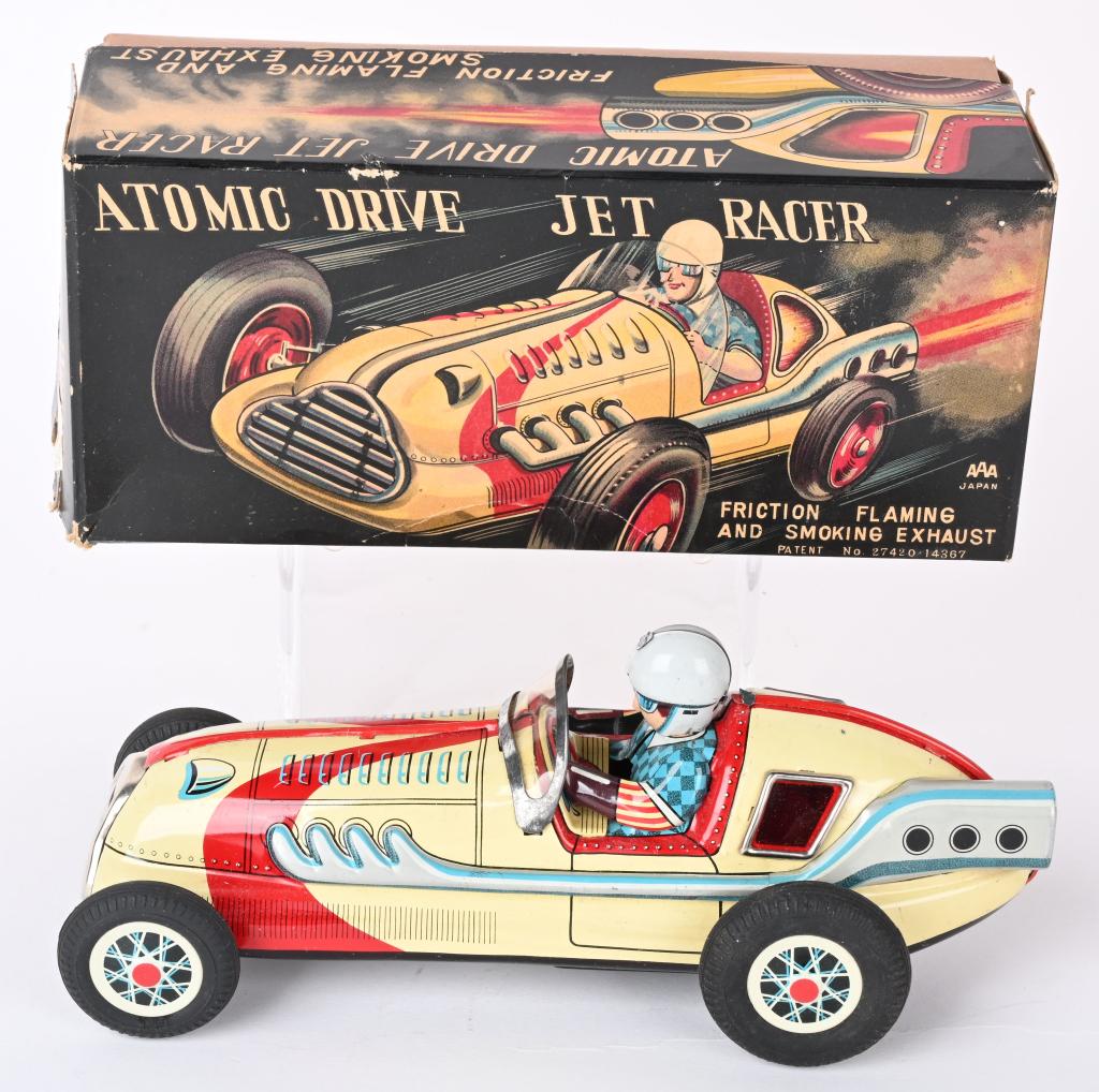 JAPAN TIN FRICTION ATOMIC DRIVE JET RACER w/ BOX (1 of 9)