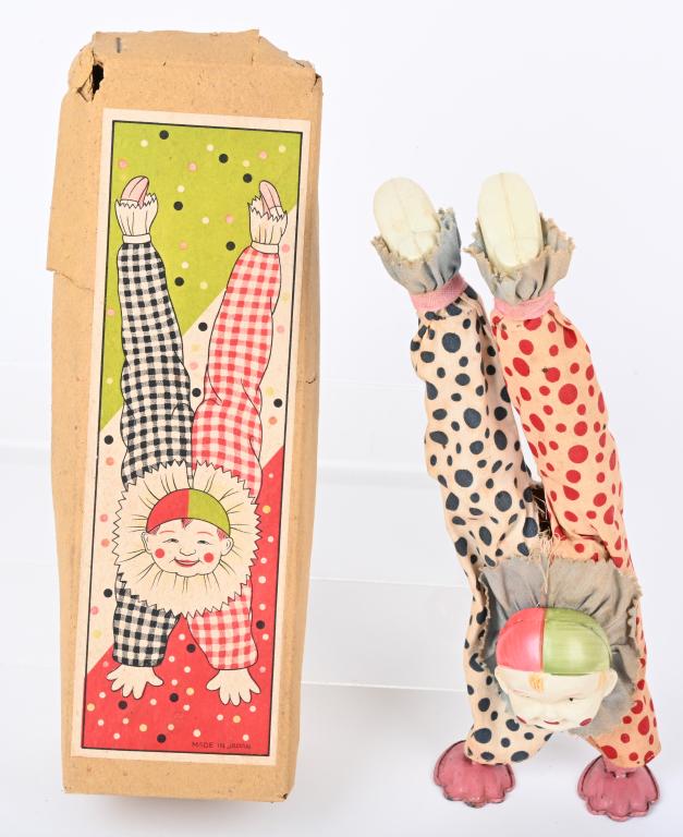 JAPAN WINDUP TIN & CELLULOID CLOWN w/ BOX (1 of 4)
