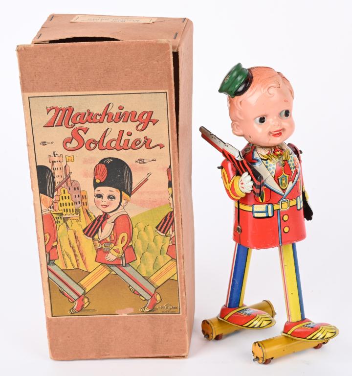 JAPAN WINDUP TIN & CELLULOID SOLDIER w/ BOX (1 of 6)