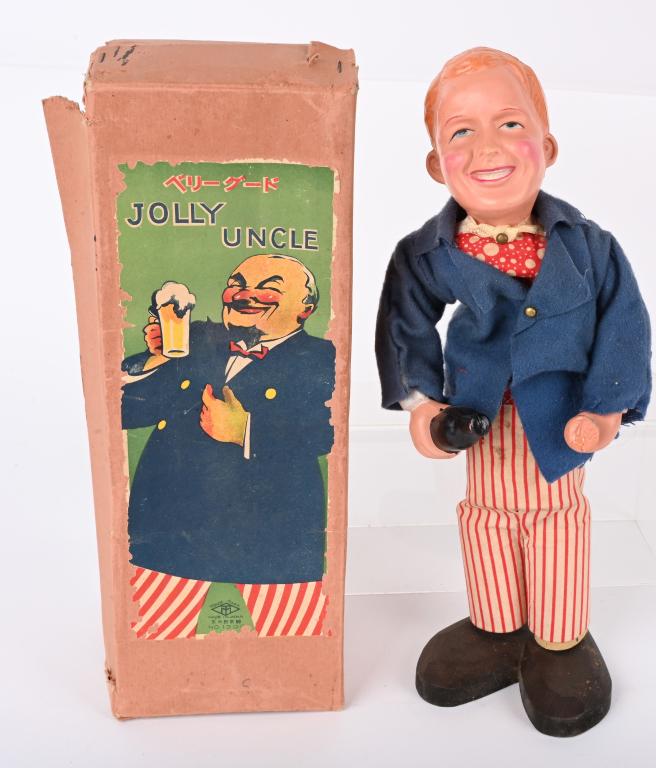 JAPAN WINDUP CELLULOID JOLLY UNCLE w/ BOX (1 of 8)