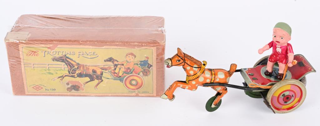 JAPAN WINDUP TIN & CELLULOID TROTTER w/ BOX (1 of 5)