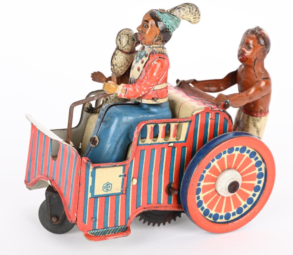 G&K TIN WINDUP BLACK LADY WITH DOG & NATIVE (1 of 4)