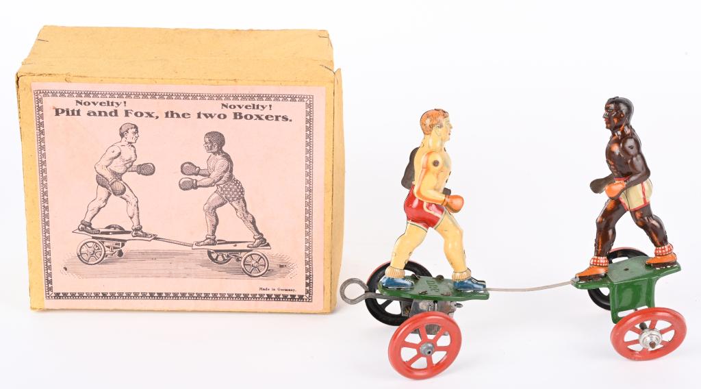 GERMAN TIN WINDUP PITT & FOX THE BOXERS TIN w/ BOX (1 of 5)