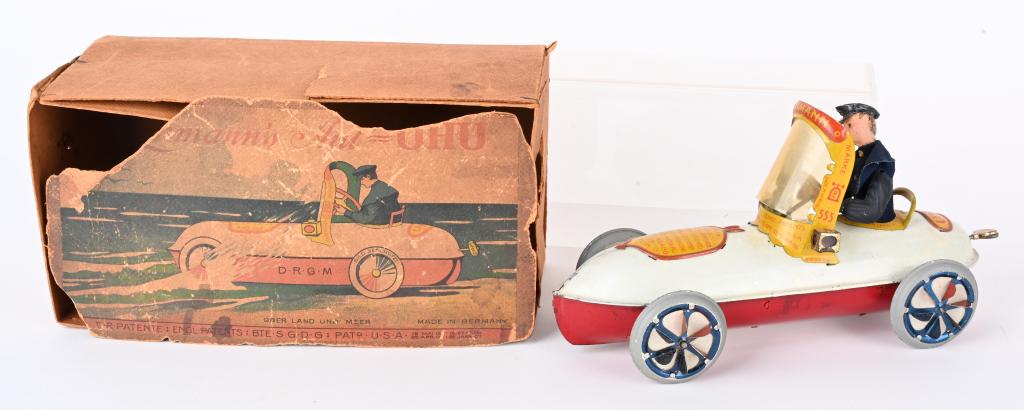 LEHMANN TIN WINDUP UHU AMPHIBIAN CAR w/ BOX (1 of 8)