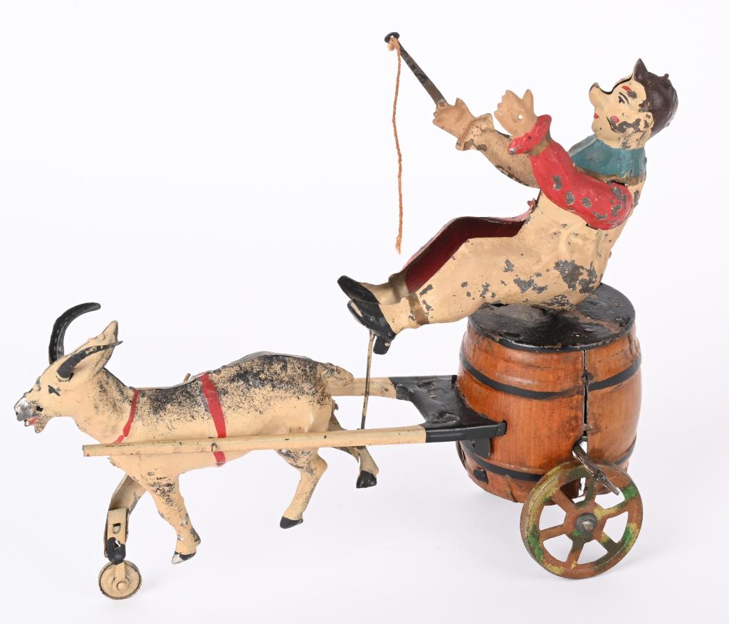 GUNTHERMANN TIN WINDUP CLOWN & GOAT CART (1 of 4)