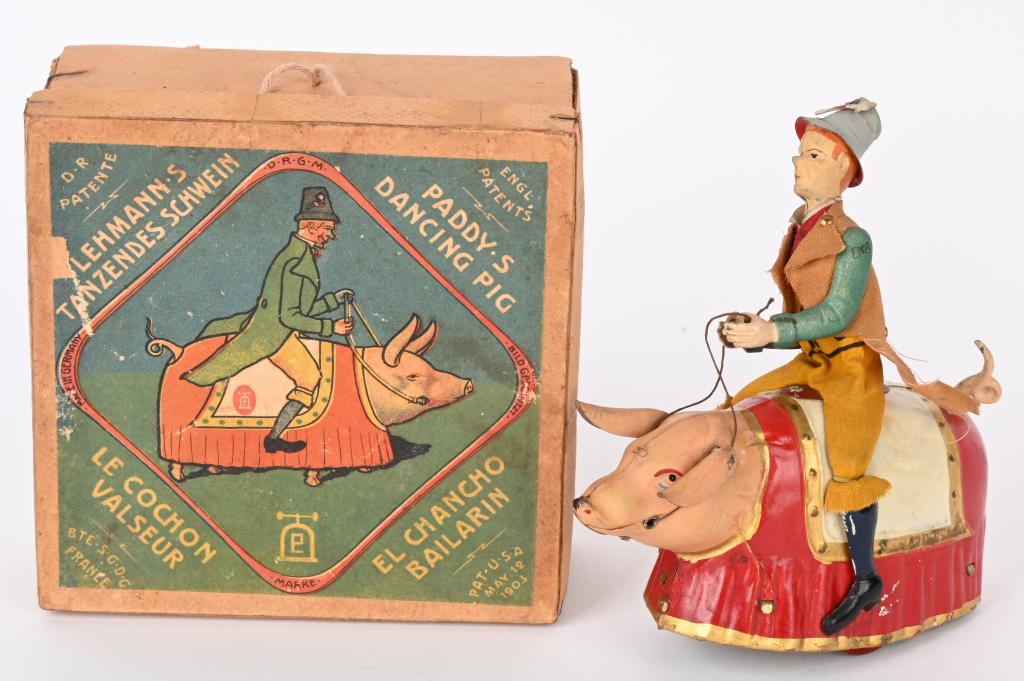 LEHMANN TIN WINDUP PADDY AND THE PIG w/ BOX (1 of 9)