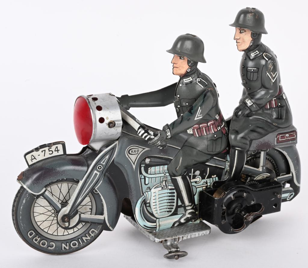 CKO TIN WINDUP DOUBLE RIDER MILITARY MOTORCYCLE (1 of 5)