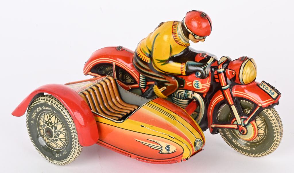 TIPP TIN WINDUP MOTORCYCLE w/ SIDECAR (1 of 5)