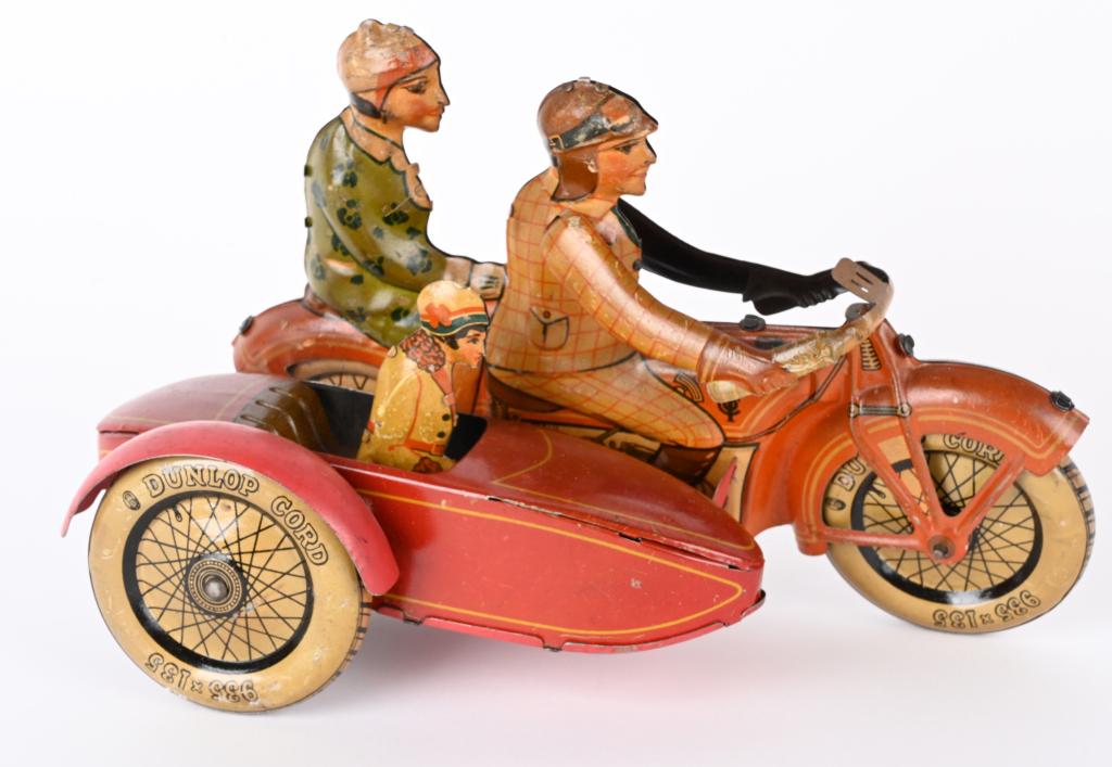 TIPP TIN WINDUP MOTORCYCLE w/ SIDECAR (1 of 5)