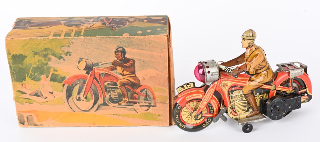 ARNOLD TIN WINDUP CIVILIAN MOTORCYCLE w/ BOX (1 of 9)