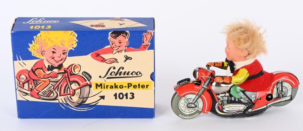 SCHUCO TIN WINDUP 1013 PETER MOTORCYCLE w/ BOX (1 of 9)