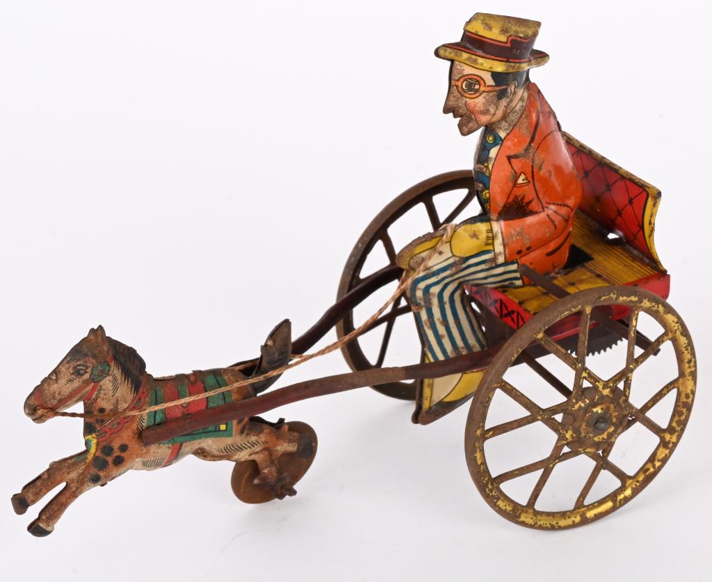 GERMAN TIN WINDUP HAROLD LLOYD HORSE CART (1 of 4)