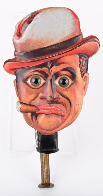 GERMAN AMOS GLASS EYED SPARKLER: German glass eyed Amos Sparkler. All original and in wonderful condition. Plunger action works. 6 1/2" Excellent