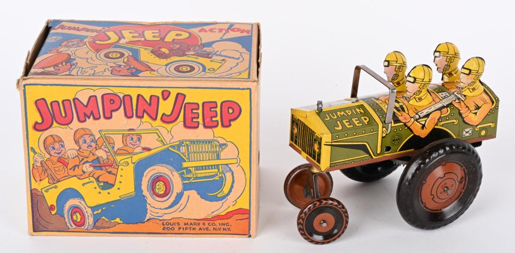 MARX TIN WINDUP JUMPIN' JEEP w/ BOX (1 of 10)