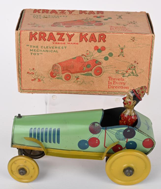 STRAUSS TIN WINDUP KRAZY KAR w/ BOX (1 of 10)