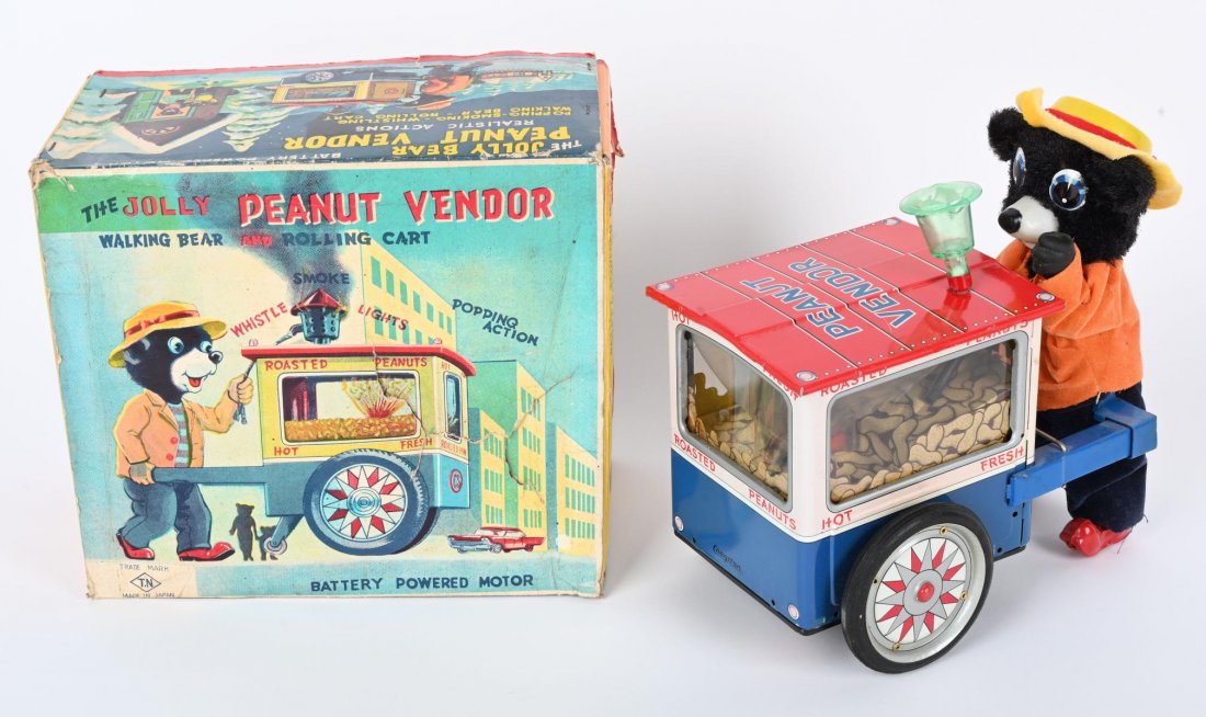 JAPAN BATTERY OP PEANUT VENDOR BEAR w/ BOX (1 of 9)