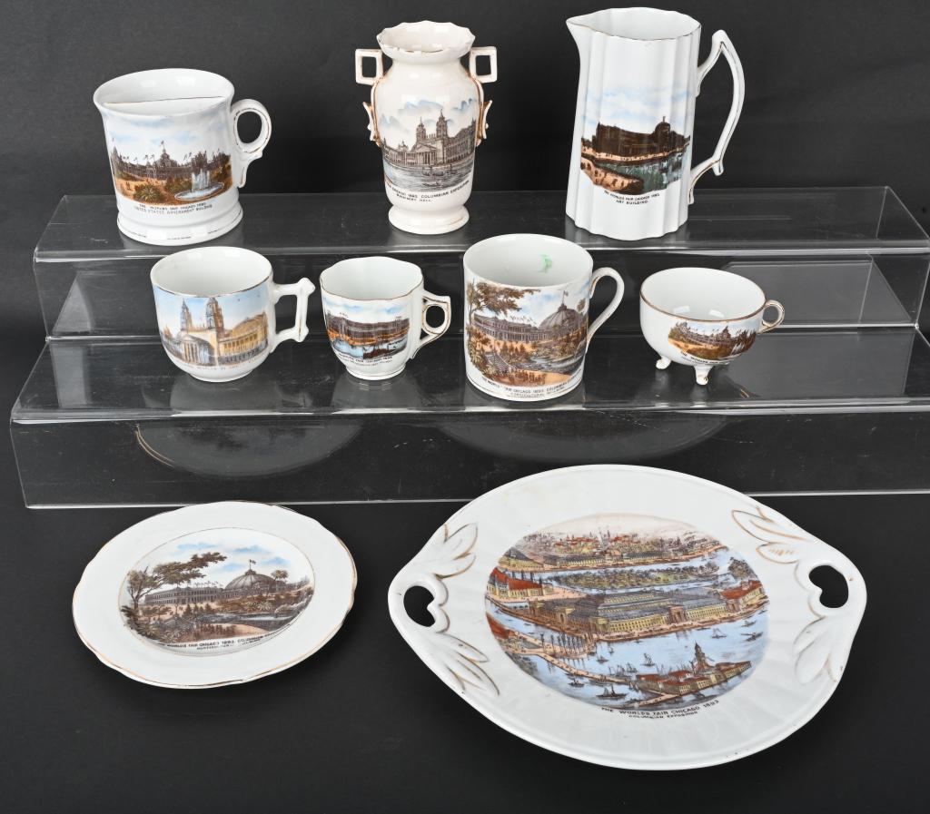 9 COLUMBIAN EXPOSITION AUSTRIA PORCELAIN SOUVENIRS (1 of 4)