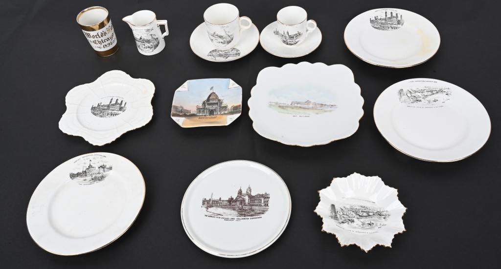 14 COLUMBIAN EXPOSITION PORCELAIN SOUVENIR CHINA (1 of 5)