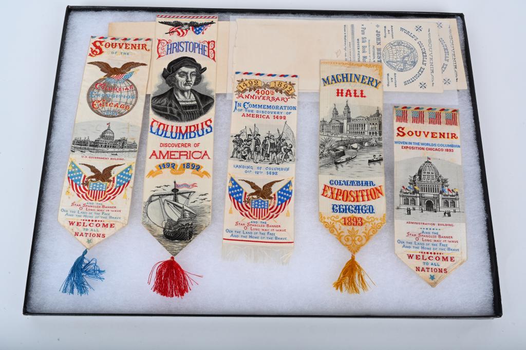 5 WORLDS COLUMBIAN EXPOSITION WOVEN SILK BOOKMARKS (1 of 3)