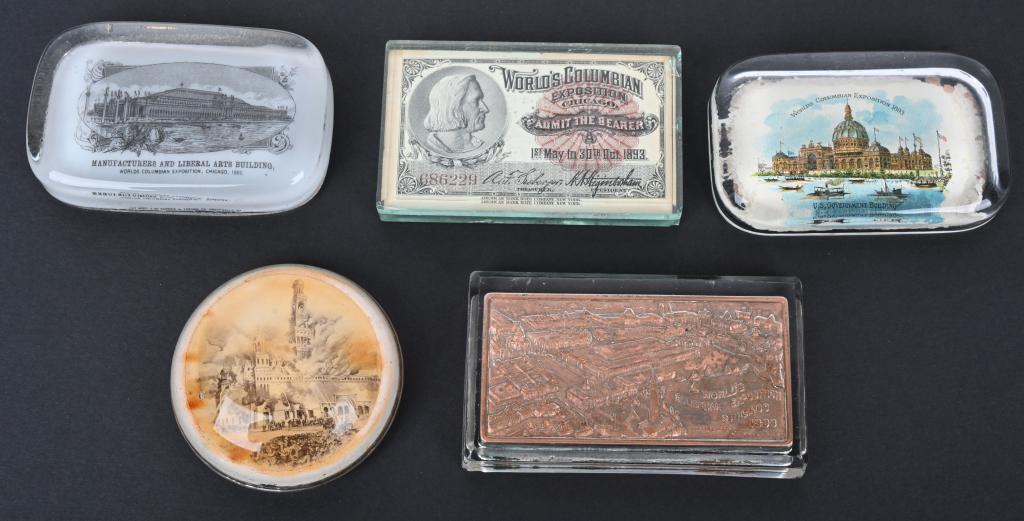5 COLUMBIAN EXPOSITION GLASS PAPERWEIGHTS (1 of 3)