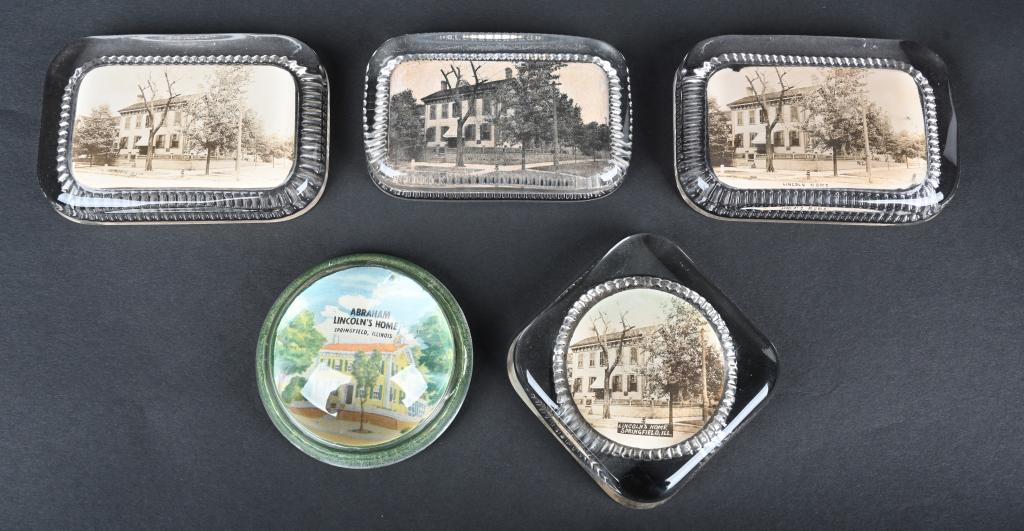 5- VINTAGE ABRAHAM LINCOLN'S HOME PAPERWEIGHTS (1 of 3)