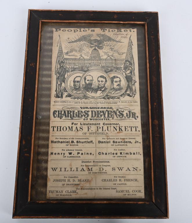 1862 MASSACHUSETTS ELECTION PEOPLES TICKET (1 of 3)