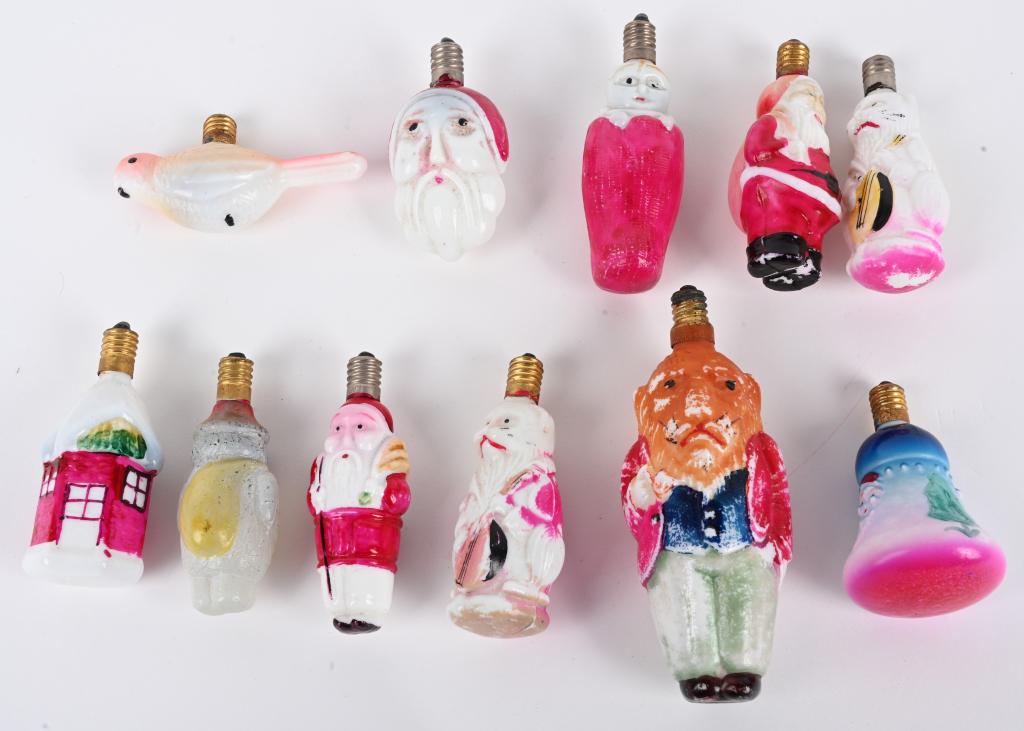 11- CHRISTMAS MILK GLASS FIGURAL ORNAMENTS (1 of 2)