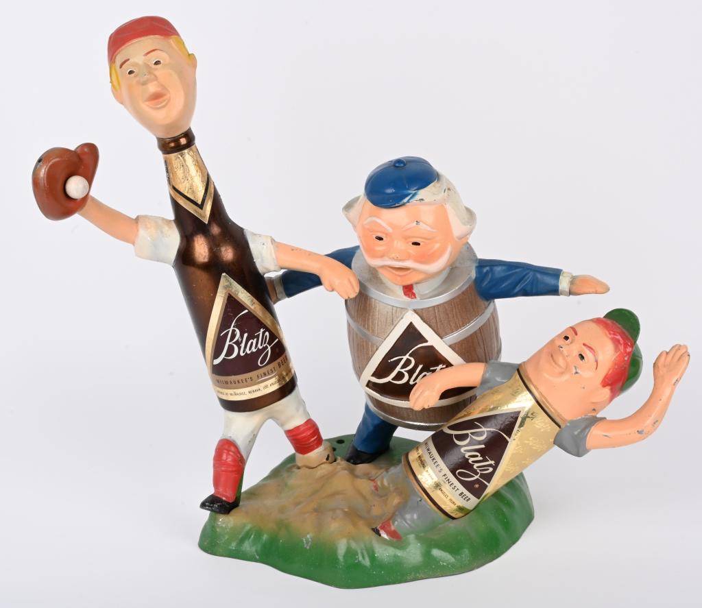 HIGH CONDITION 1950'S BLATZ BEER BASEBALL DISPLAY (1 of 4)