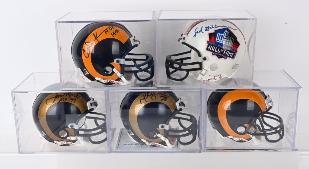 LOT (5) SIGNED HOF RAMS MINI HELMETS (1 of 1)
