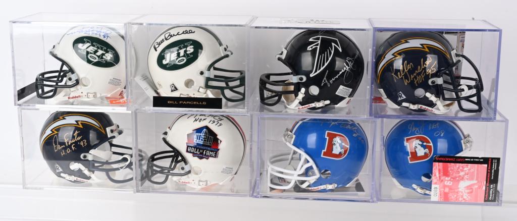 LOT (8) SIGNED HOF AFC MINI HELMETS (1 of 1)
