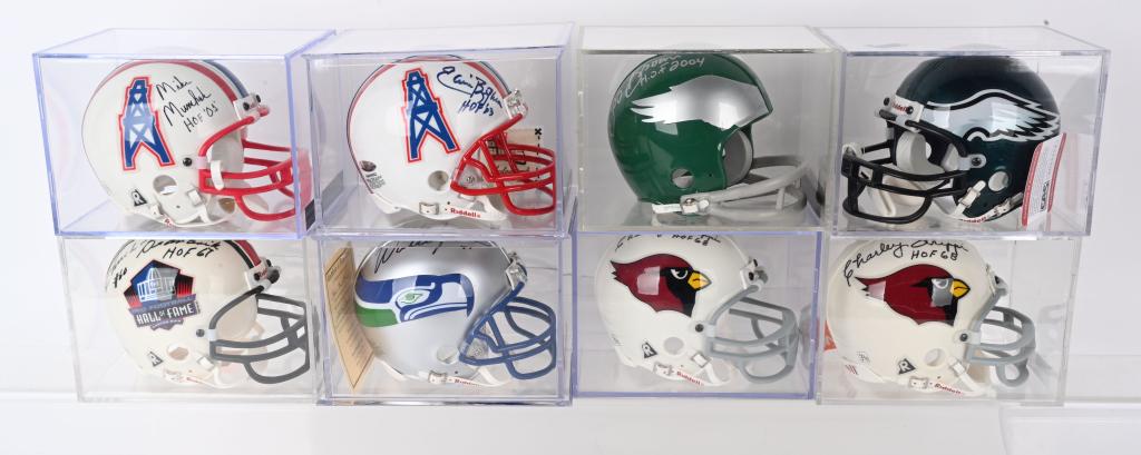 LOT (8) SIGNED HOF MINI HELMETS (1 of 1)