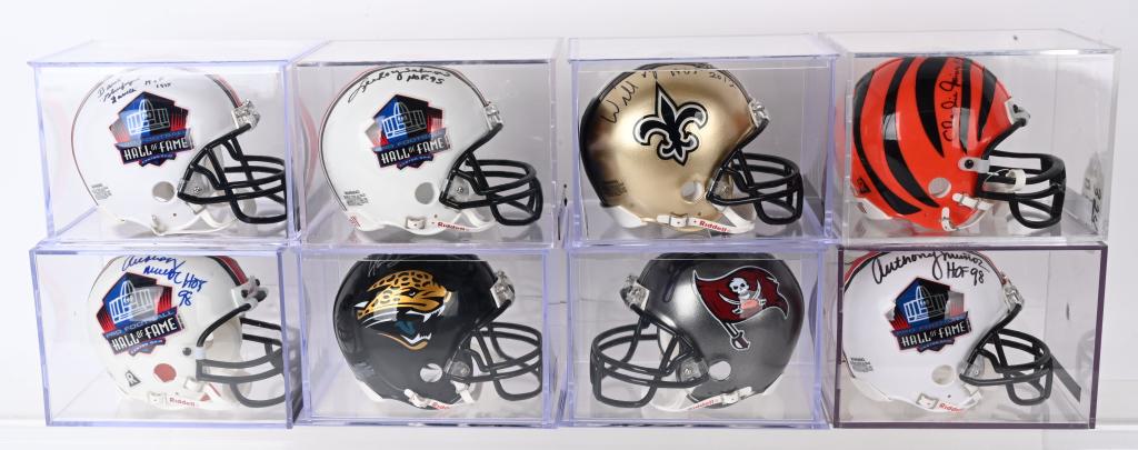 LOT (8) SIGNED HOF AFC MINI HELMETS (1 of 1)