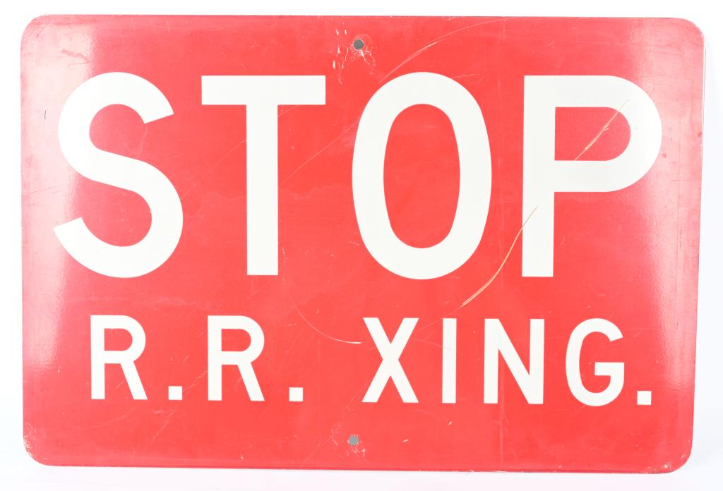 STOP RAIL ROAD XING TIN SIGN (1 of 2)