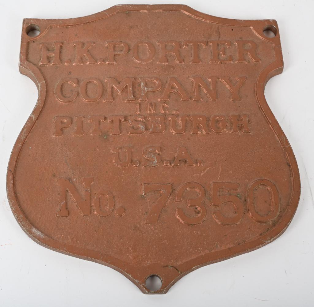 H.K. PORTER LOCOMOTIVE BUILDER PLATE 7350 (1 of 2)