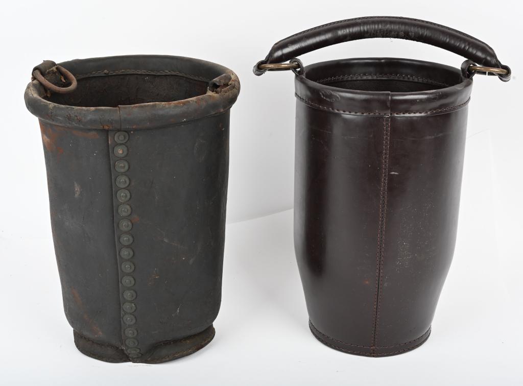 2- LEATHER FIRE BUCKETS, ONE ORIGINAL (1 of 5)
