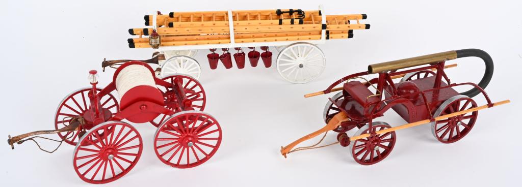 3- HAND BUILT MODEL FIRE WAGONS (1 of 4)