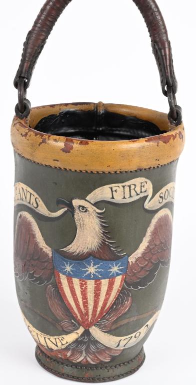 MERCHANTS FIRE SOCIETY LEATHER FIRE BUCKET (1 of 4)