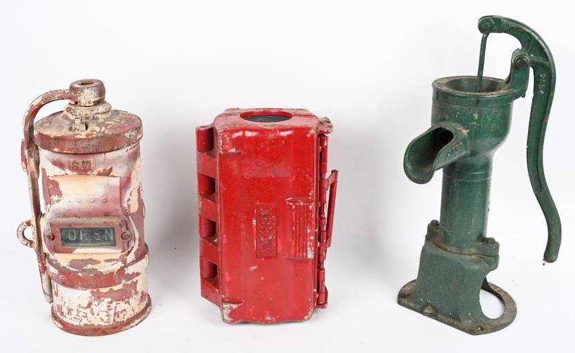 Vintage Fire Department Items And Meyers Pump