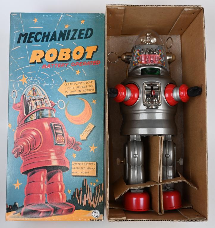OSAKA BATTERY OP MECHANIZED ROBOT "SILVER" w/ BOX (1 of 3)