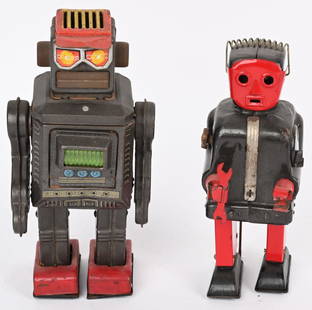 2- VINTAGE TOY ROBOTS: Includes Zoomer and Mr Zerox. Both with issues. Largest 8" AS-IS