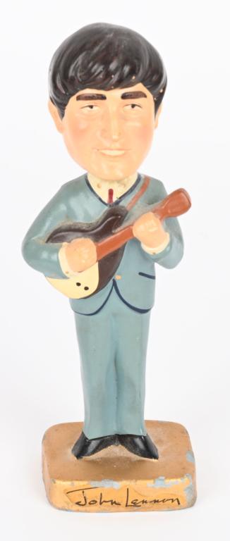 BEETLES JOHN LENNON BOBBLE HEAD: Original condition. Few small paint chips on base and normal; minor hairlines on head. 7 1/2" Very Good