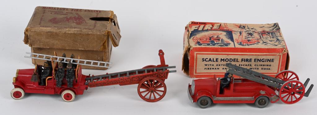 2- VINTAGE CAST METAL FIGURE TRUCKS w/ BOXES (1 of 6)